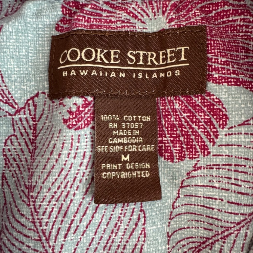 Cooke Street Medium Blue Fuschia Floral Short Sleeve Button Up‎ Men's Shirt - Picture 7 of 9